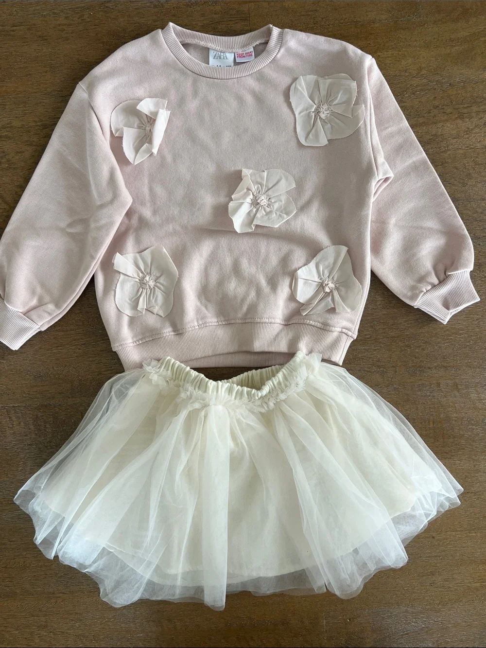 Zara toddler girl Pink and Cream Tulle Skirt Set Bundle sizes 3-4 and 4-5